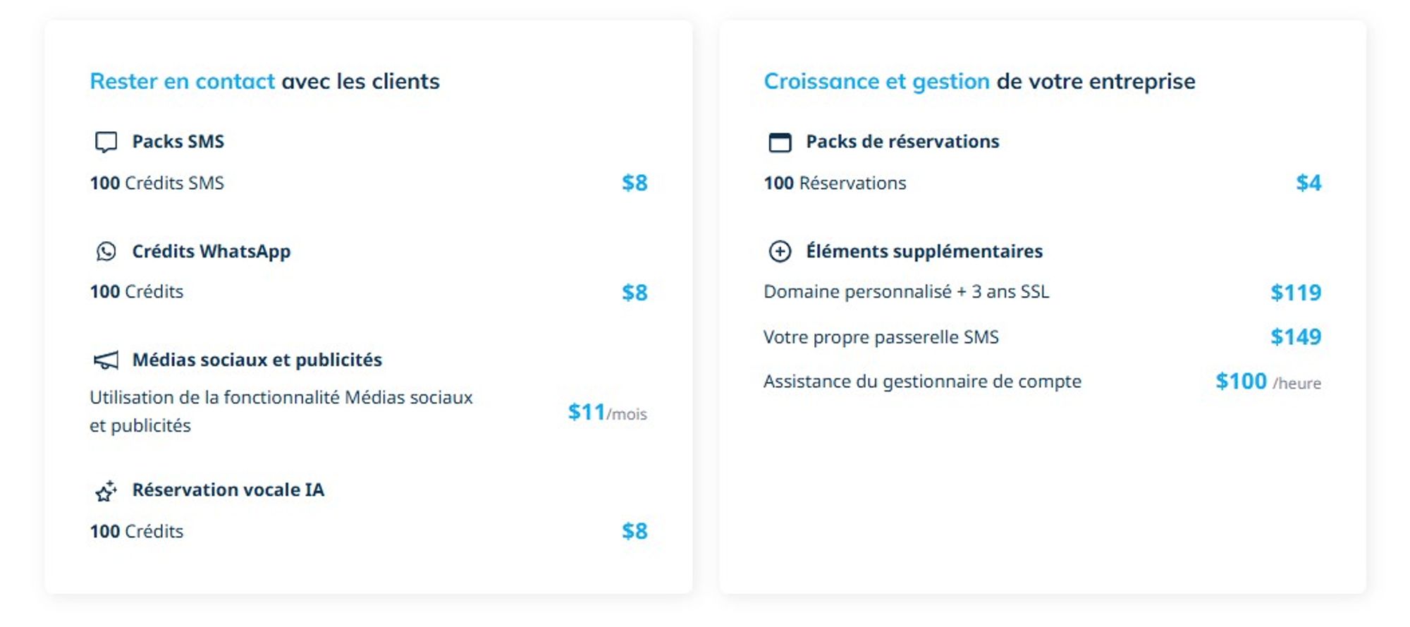 coût des forfaits simplybook.me